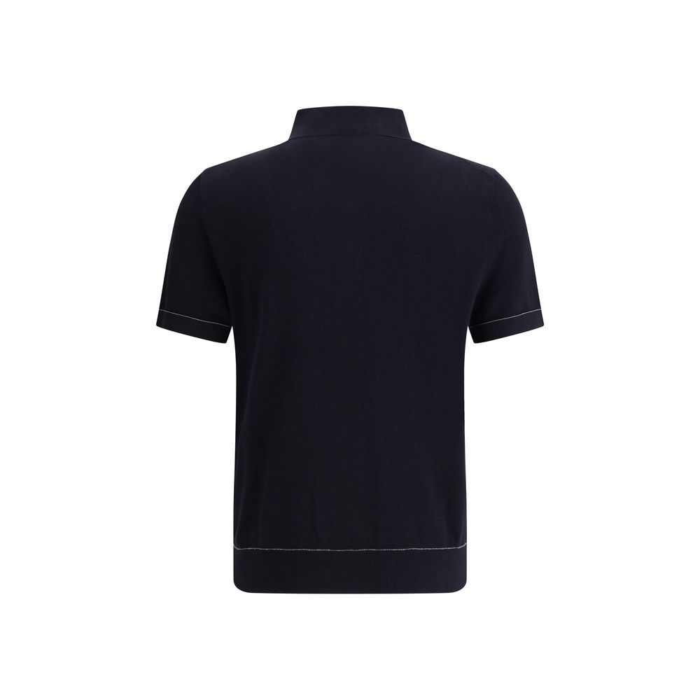 Brioni Black Cotton Polo Shirt | Regal Royce