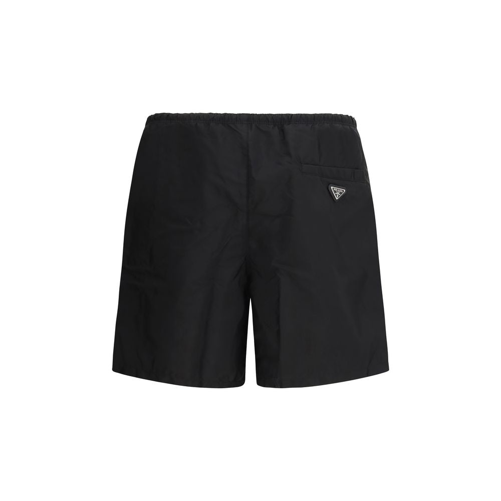 Prada Black Recycled Polyamide Swim Shorts | Regal Royce