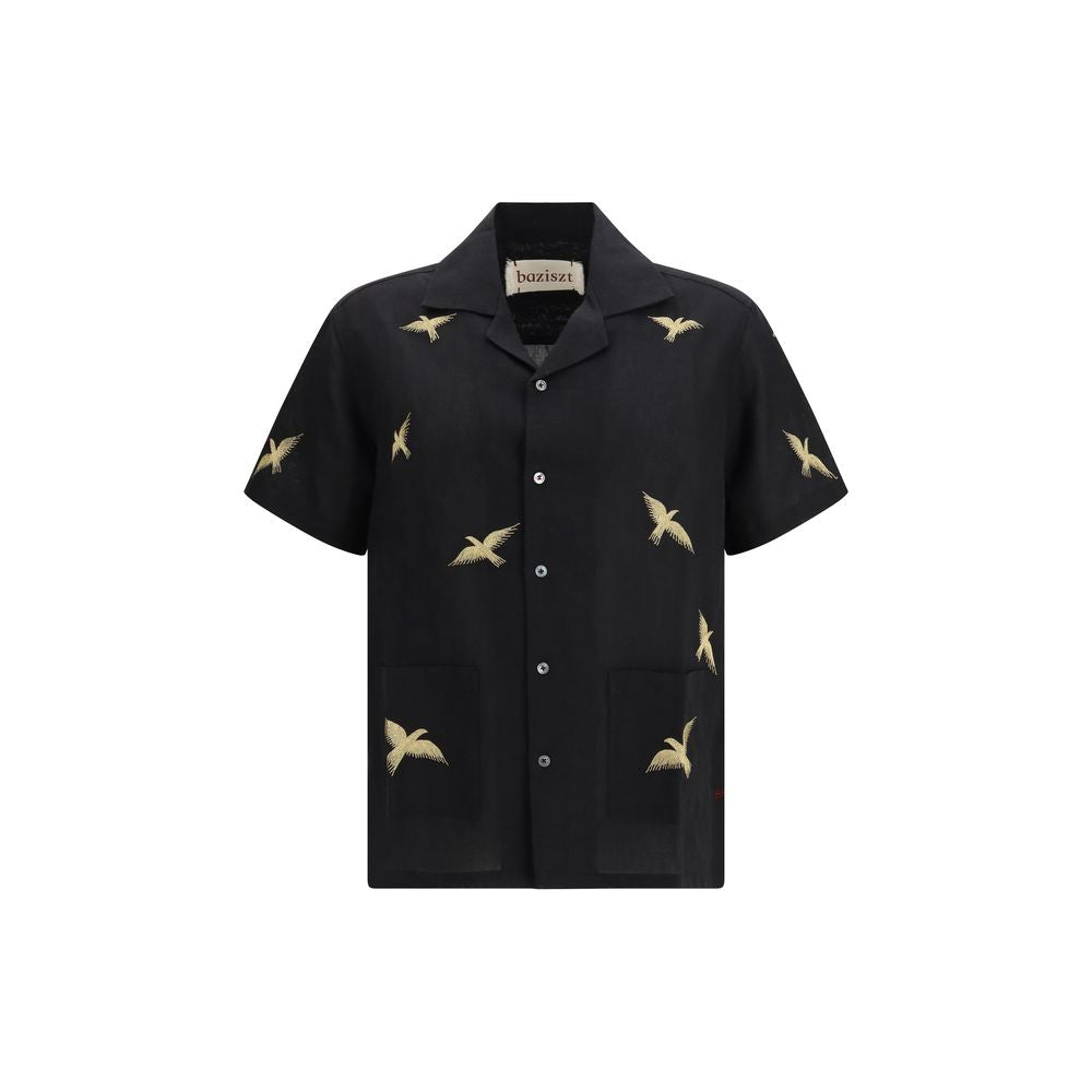 Baziszt Black Cotton Pattern Shirt | Regal Royce