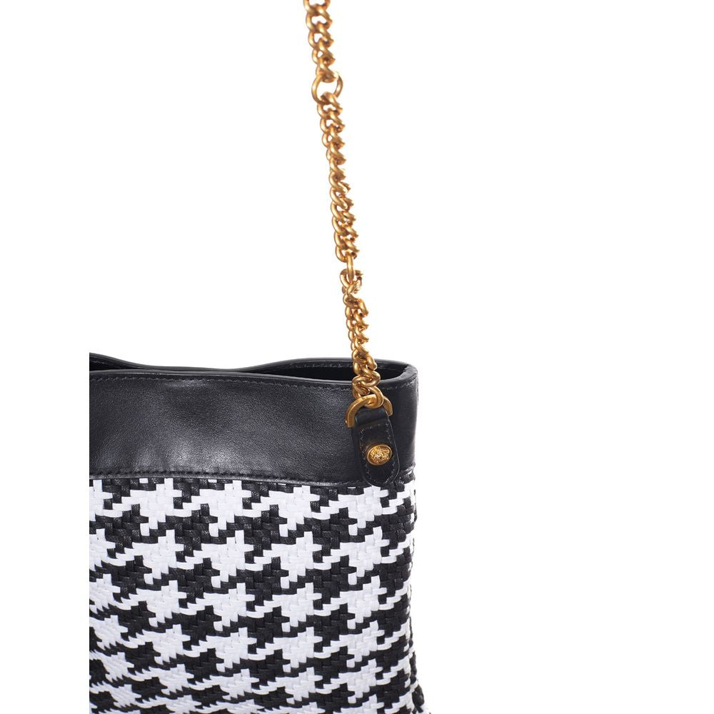 Versace Black And White Leather And Textile Shoulder Bag | Regal Royce