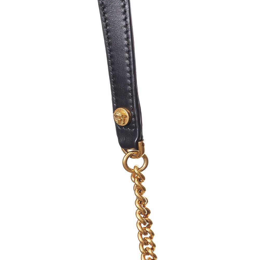 Versace Black And White Leather And Textile Shoulder Bag | Regal Royce