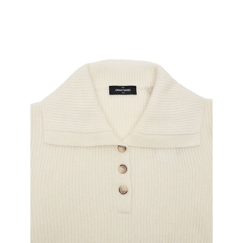 Gran Sasso White Wool Polo Shirt | Regal Royce