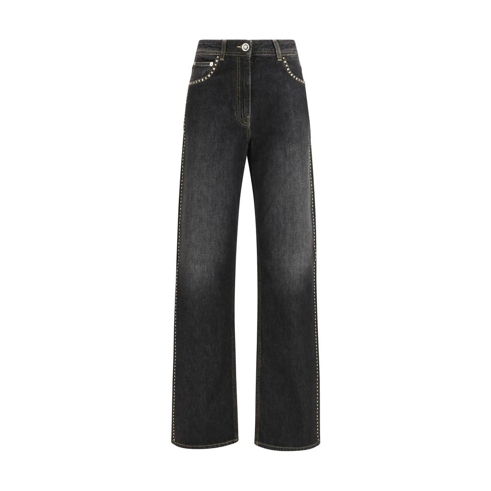 Versace Black Cotton Straight-Leg Jeans | Regal Royce