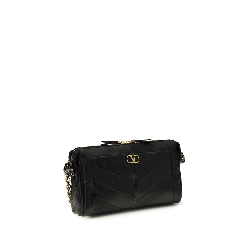 Valentino Garavani Black Calf Leather Bos Taurus Shoulder Bag | Regal Royce