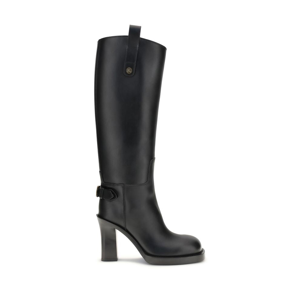Burberry Black Calf Leather Bos Taurus High Heel Boots | Regal Royce