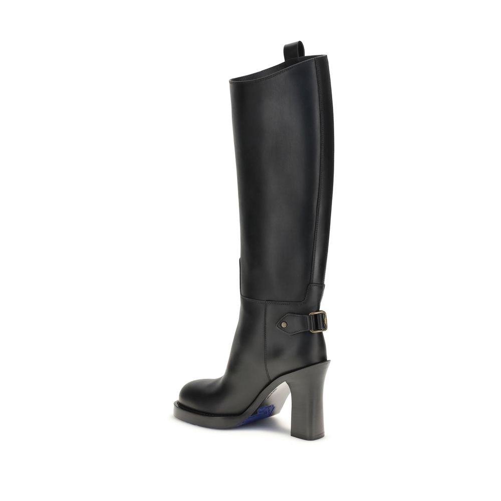Burberry Black Calf Leather Bos Taurus High Heel Boots | Regal Royce