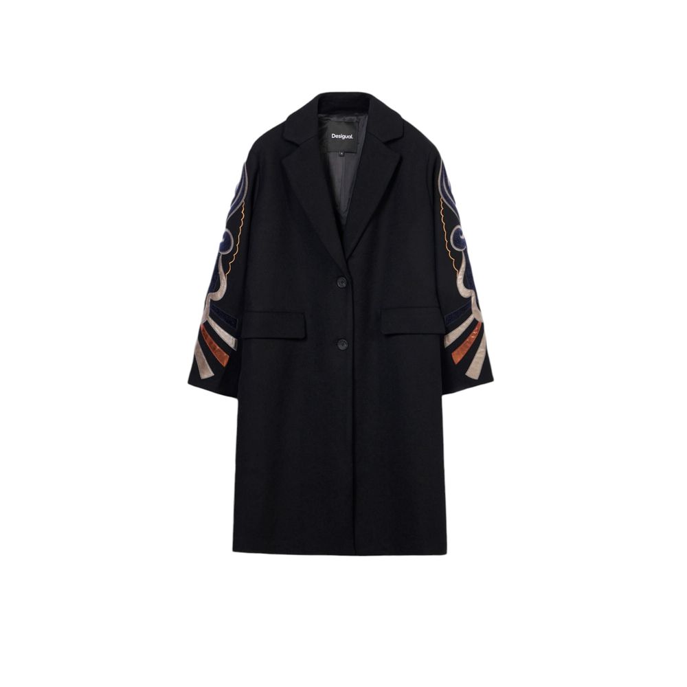 Desigual Black Polyester Coat | Regal Royce