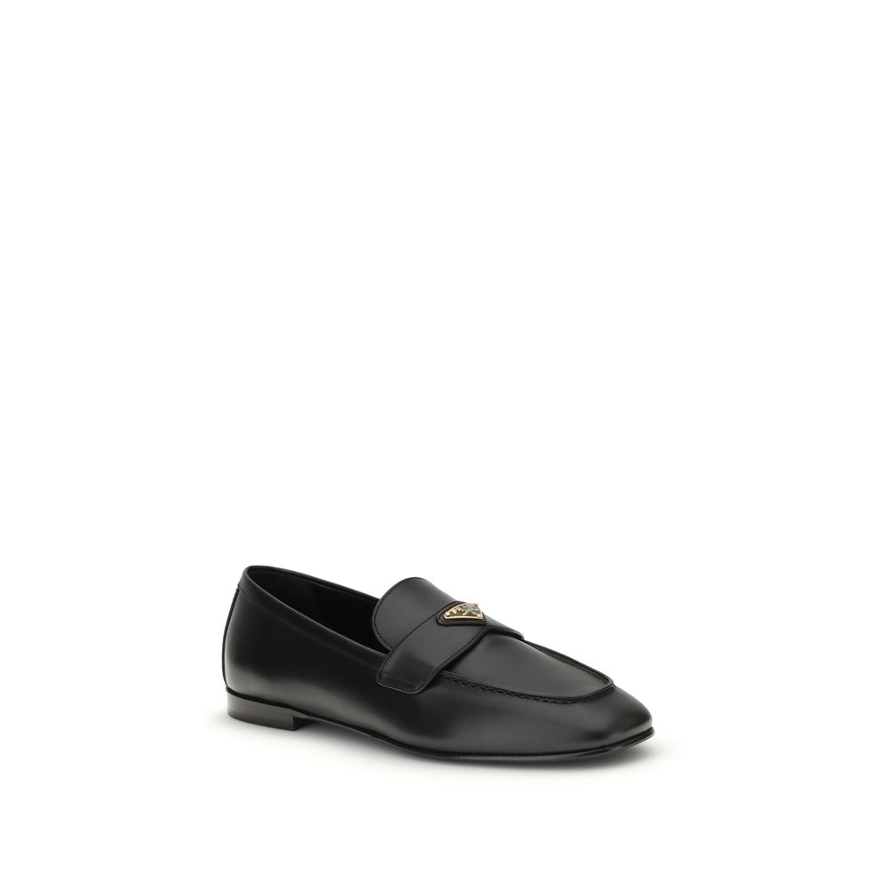 Prada Black Calf Leather Bos Taurus Slip-On Loafers | Regal Royce
