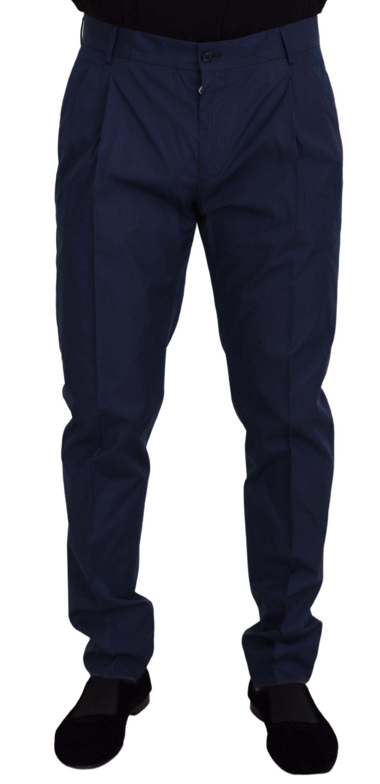 Dolce & Gabbana Blue Cotton Dress Pants | Regal Royce