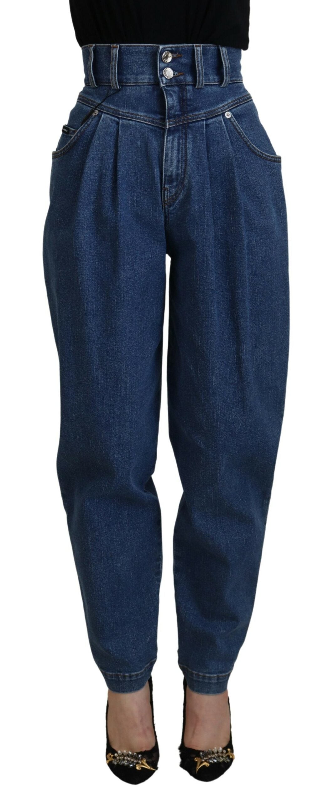 Dolce & Gabbana Blue Cotton High-Waisted Jean | Regal Royce