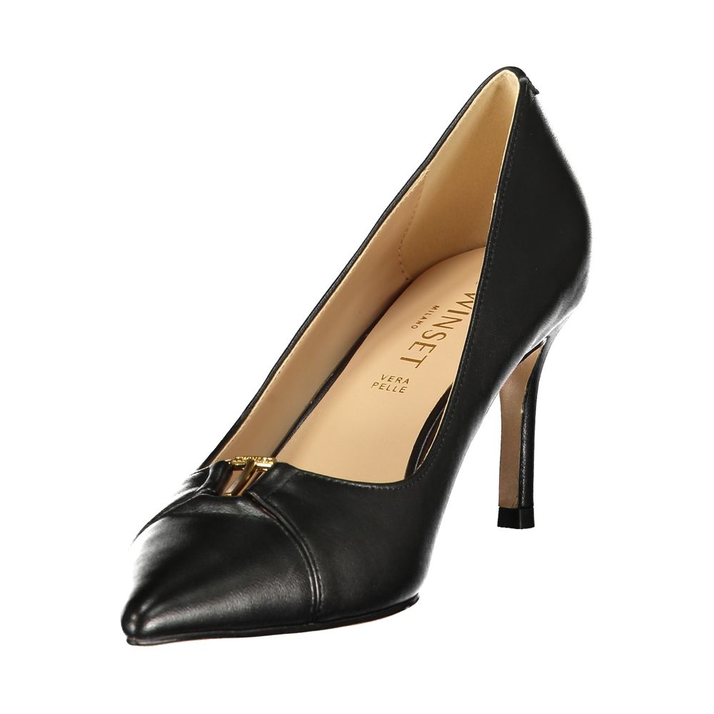 Twinset Black Leather Women Classic Shoe | Regal Royce