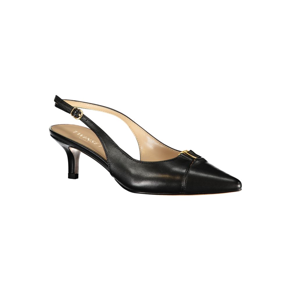 Twinset Black Leather Women Sandal | Regal Royce