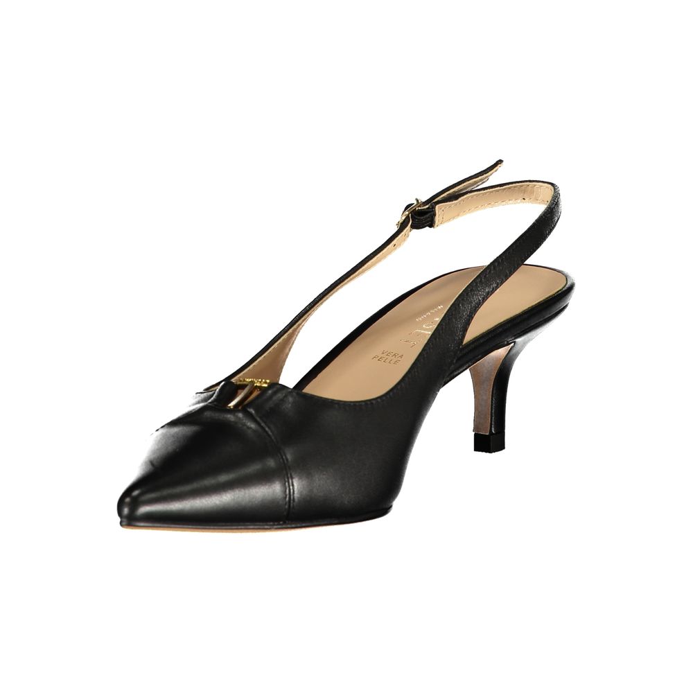 Twinset Black Leather Women Sandal | Regal Royce