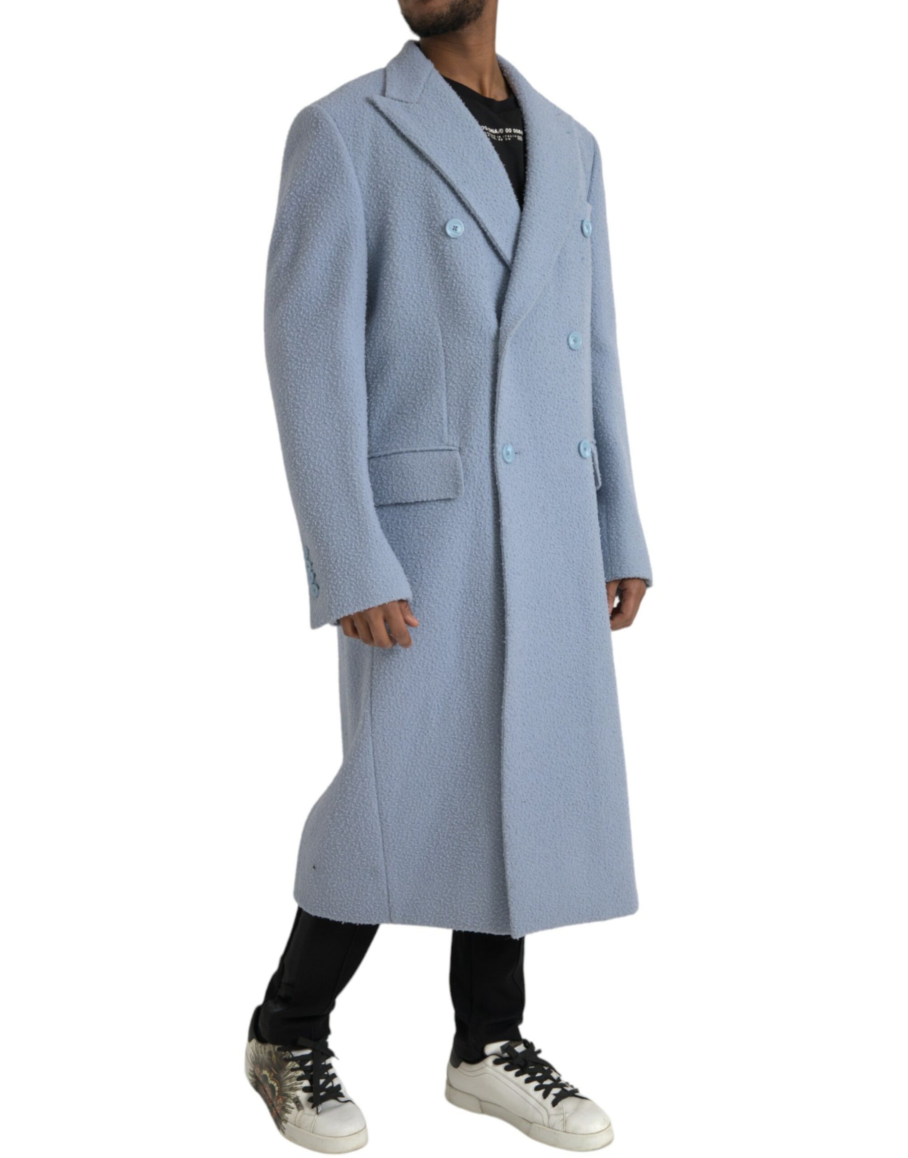 Dolce & Gabbana Light Blue Cashmere Trench Coat | Regal Royce