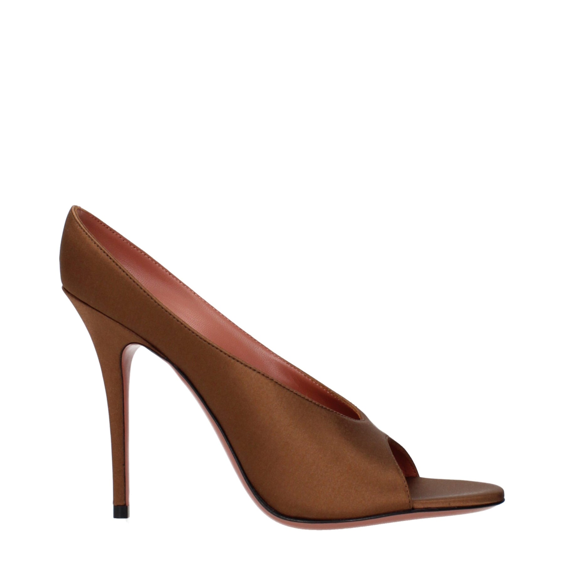 Amina Muaddi Brown Satin High Heel Pumps | Regal Royce