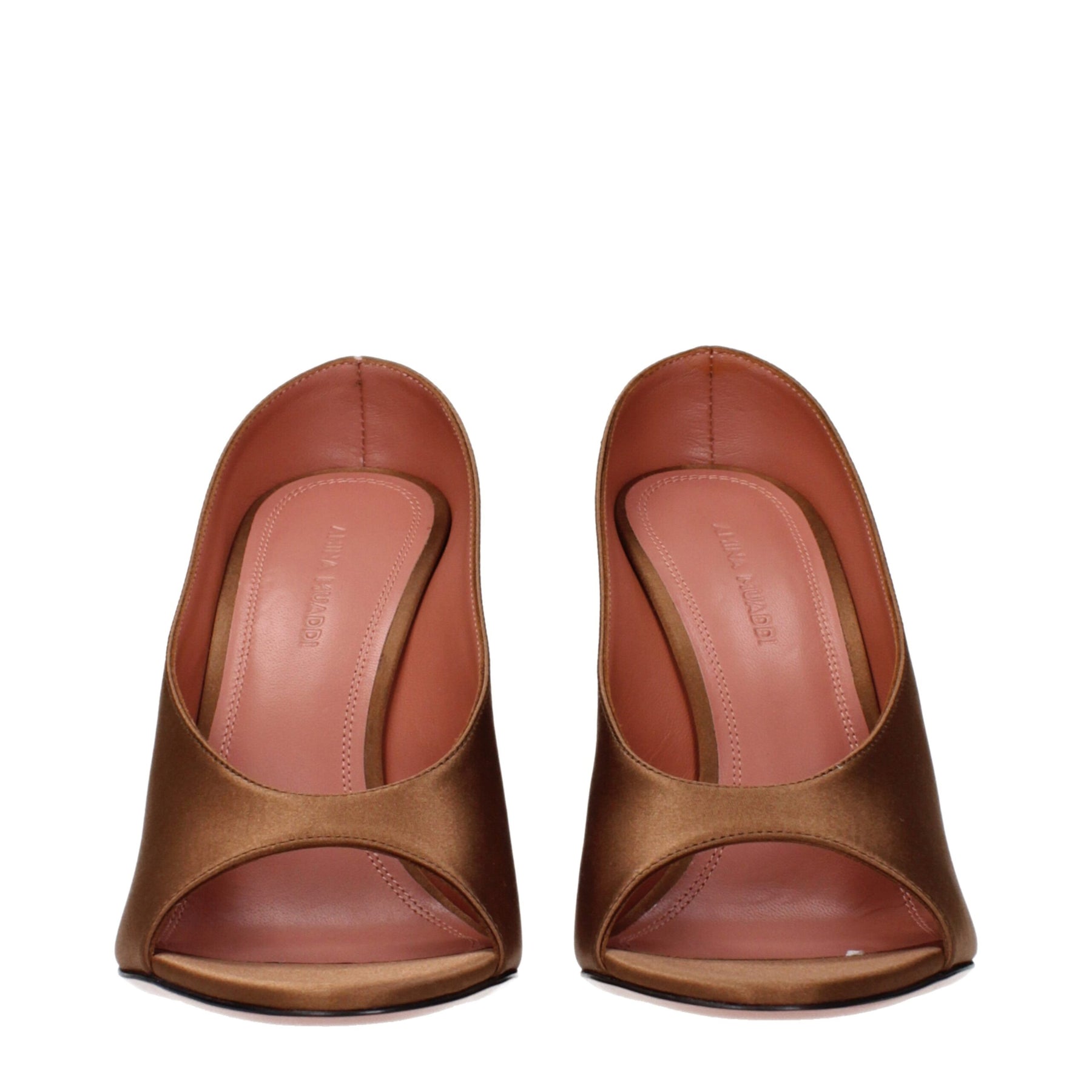 Amina Muaddi Brown Satin High Heel Pumps | Regal Royce