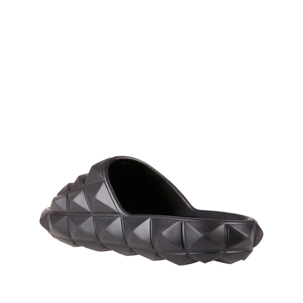 Valentino Garavani Black Rubber Slippers | Regal Royce