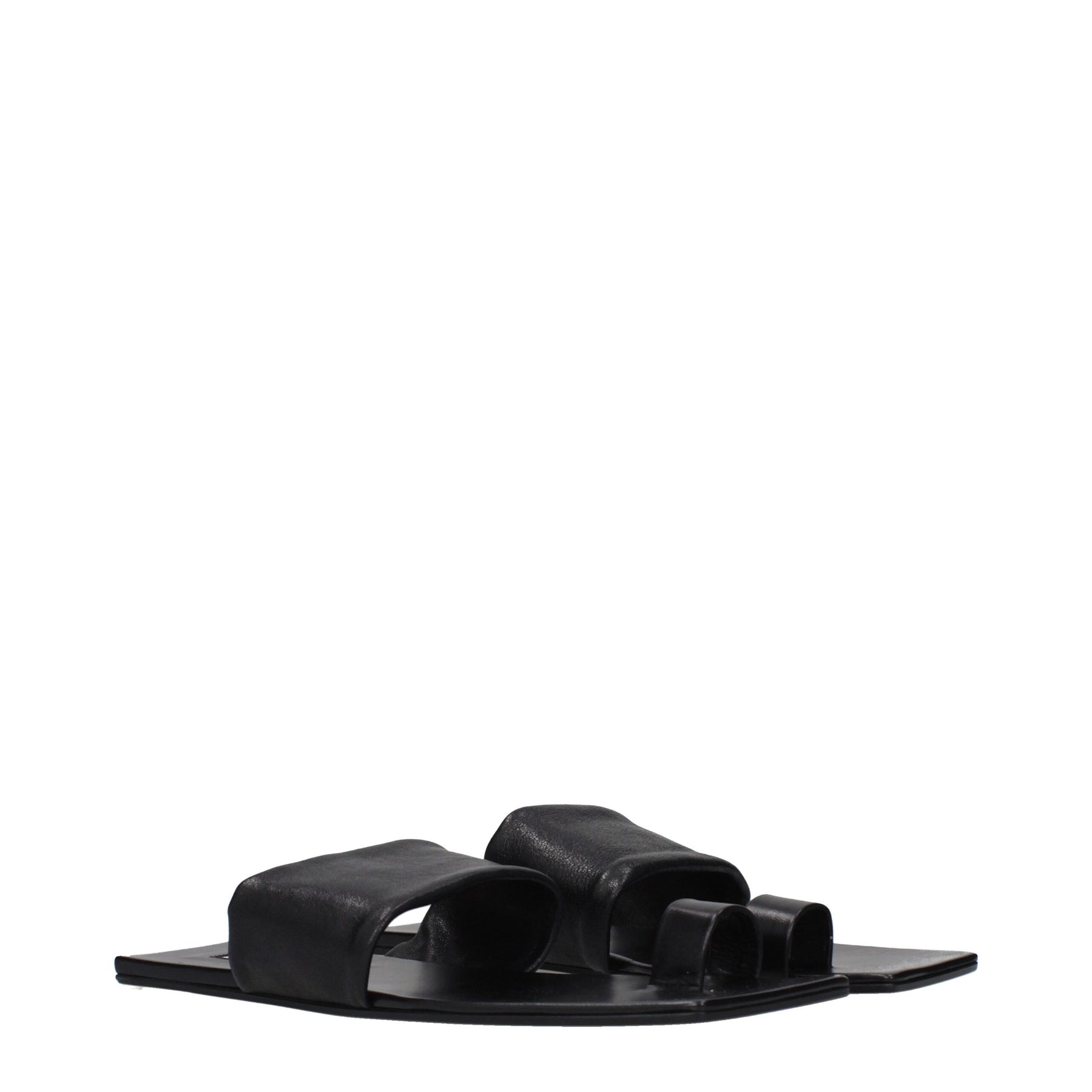 Jil Sander Black Leather Sandals | Regal Royce
