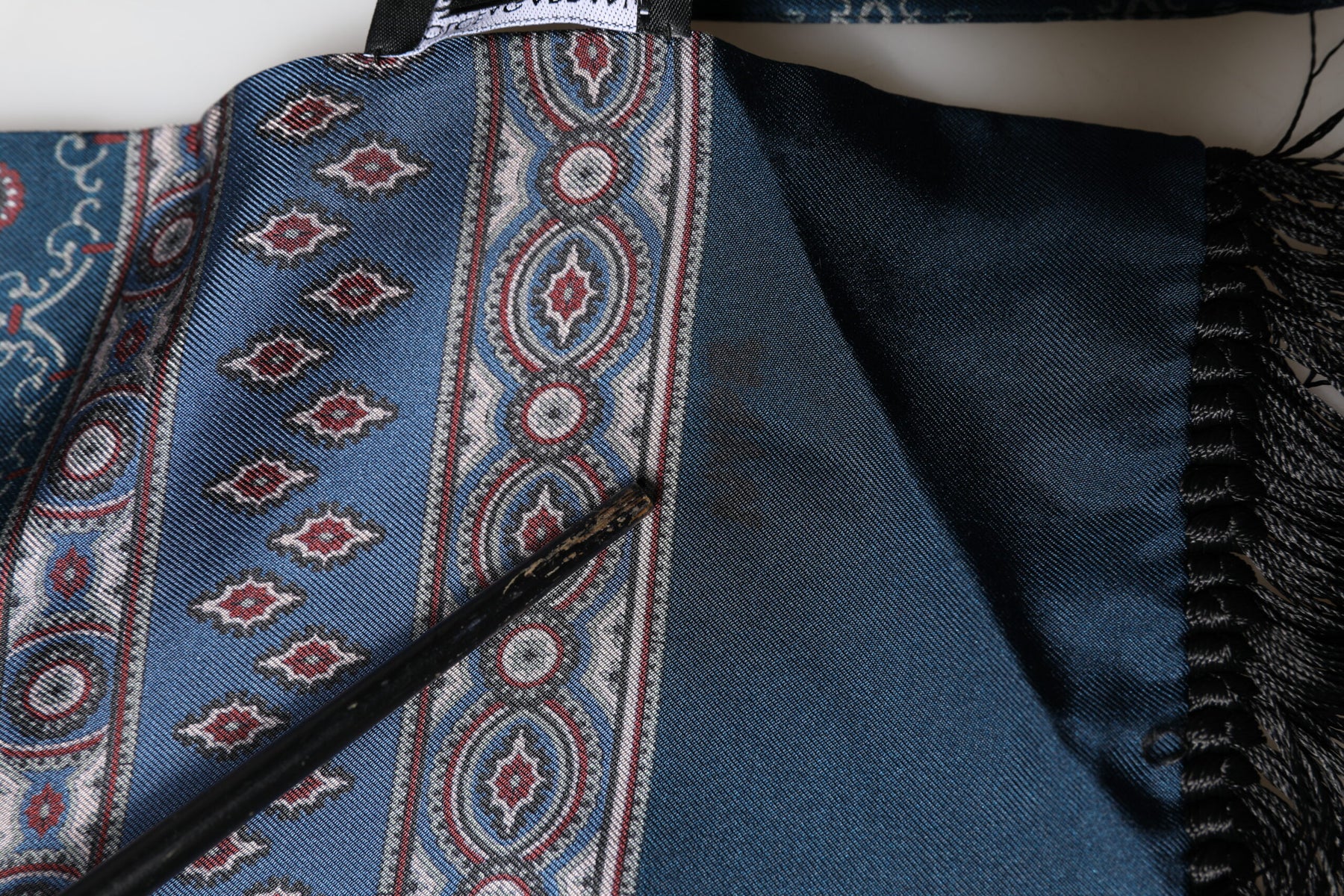 Dolce & Gabbana Blue Silk Crown Geometric Wrap Foulard 184cm X 33cm Scarf | Regal Royce