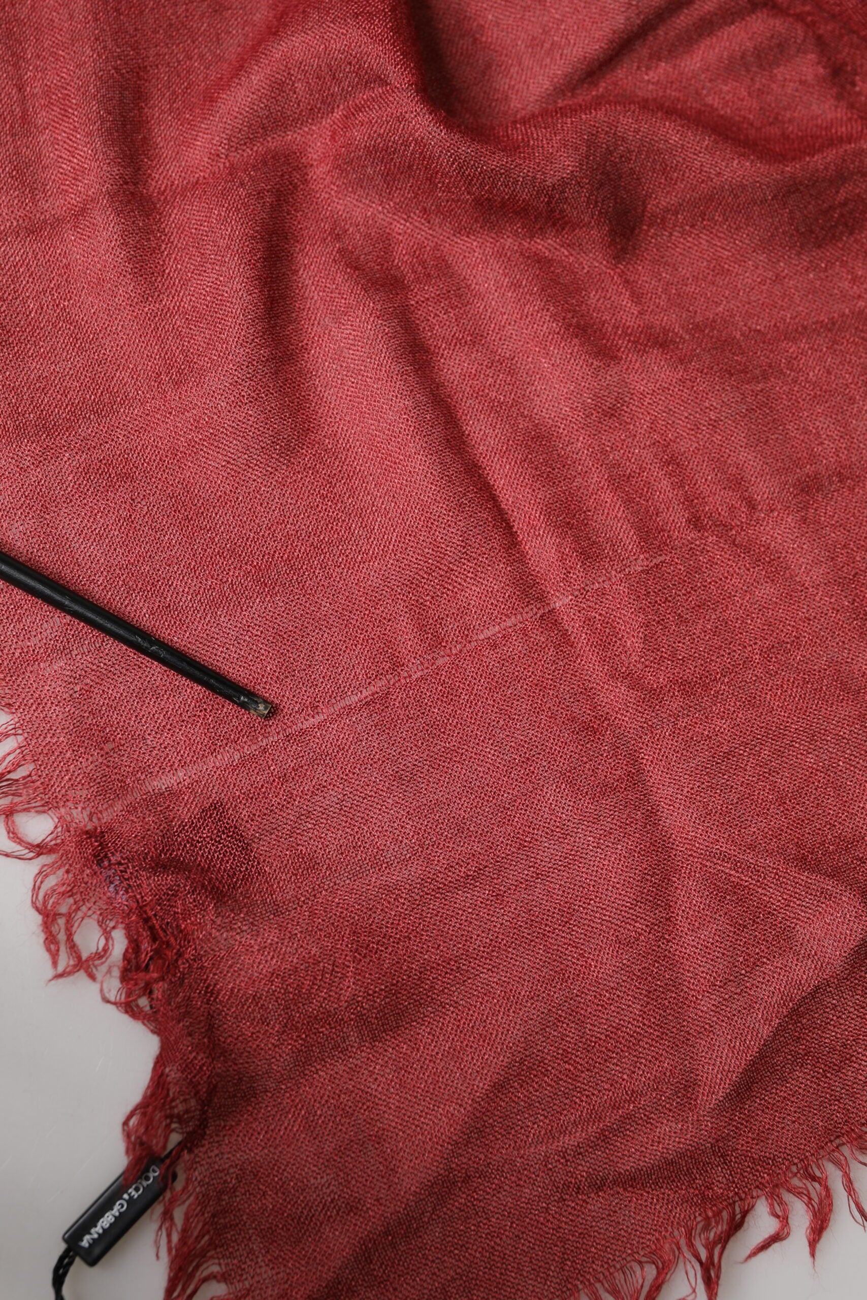 Dolce & Gabbana Red Cashmere Silk Fringe Wrap Foulard 200cm X 70cm Scarf | Regal Royce