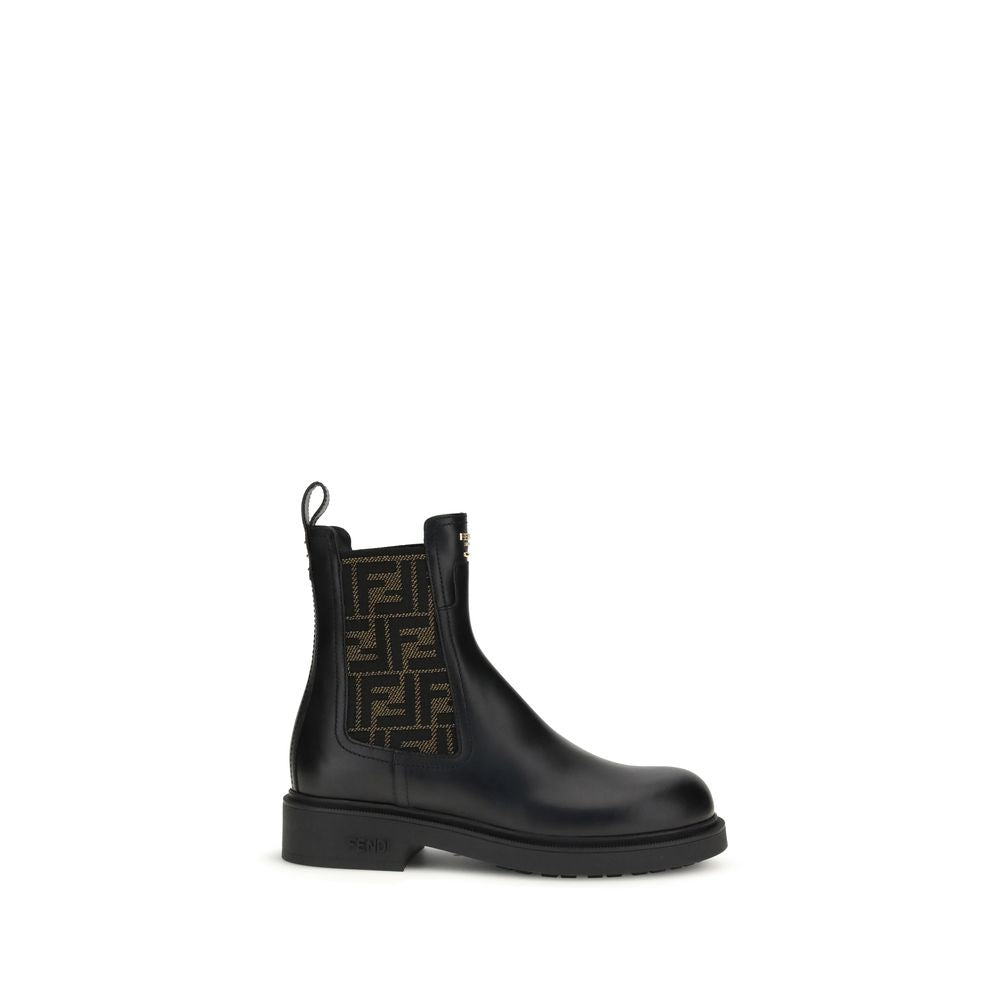 Fendi Black Calf Leather Bos Taurus Ankle Boots | Regal Royce