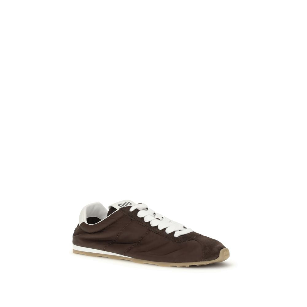 Miu Miu Brown Calf Leather Bos Taurus Low Top Sneakers | Regal Royce