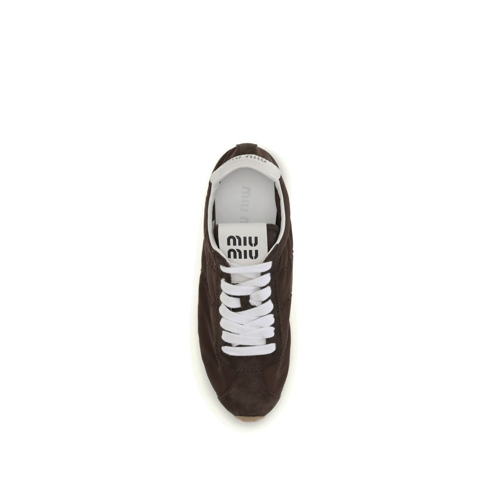 Miu Miu Brown Calf Leather Bos Taurus Low Top Sneakers | Regal Royce
