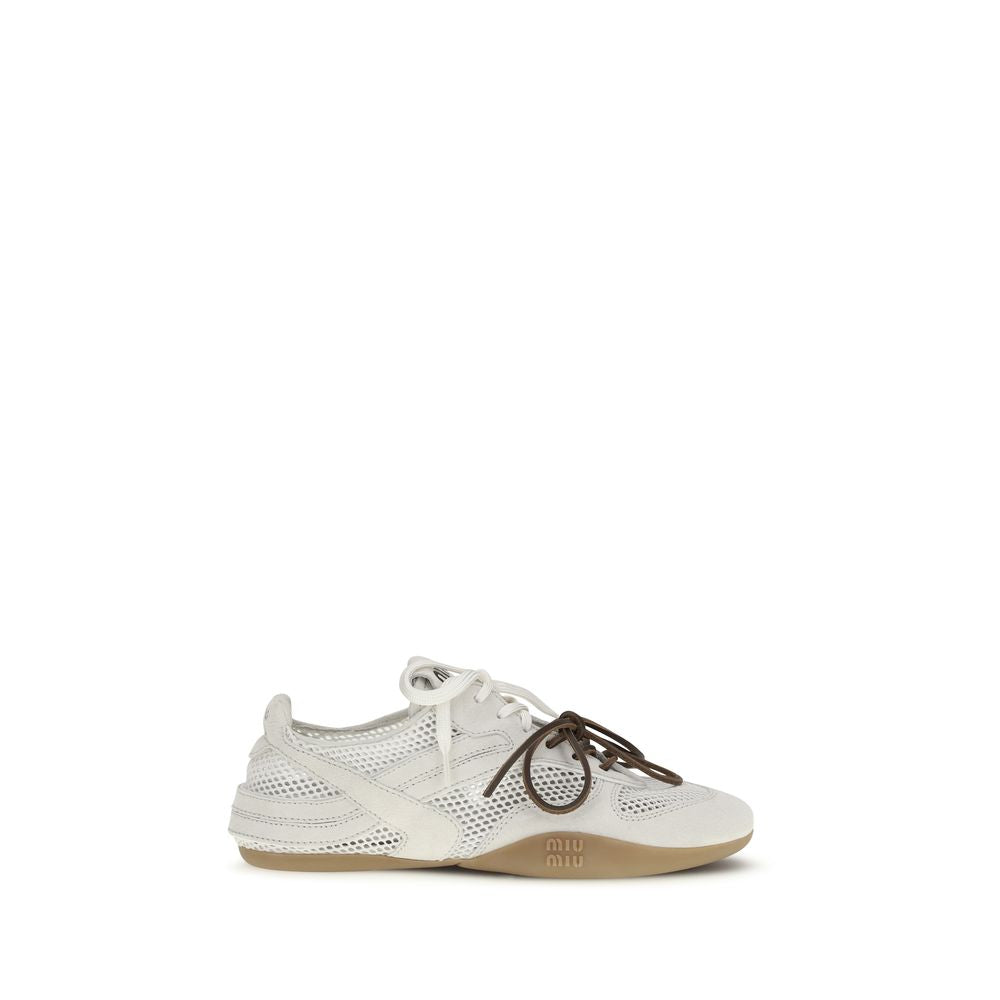 Miu Miu White Calf Leather Bos Taurus Athletic Sneakers | Regal Royce