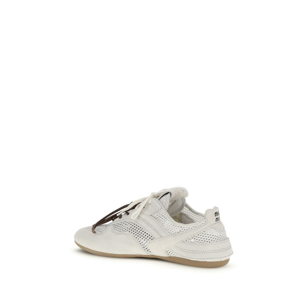 Miu Miu White Calf Leather Bos Taurus Athletic Sneakers | Regal Royce
