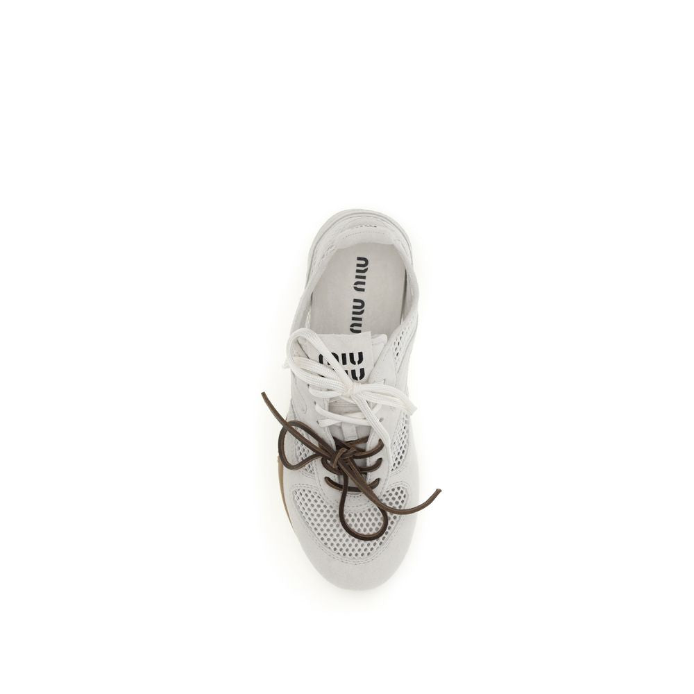 Miu Miu White Calf Leather Bos Taurus Athletic Sneakers | Regal Royce