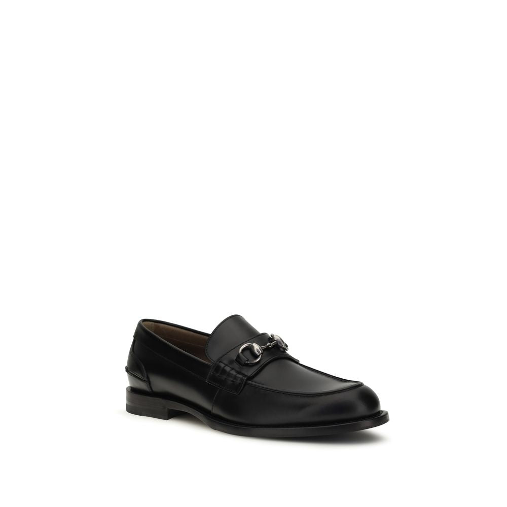 Gucci Black Calf Leather Bos Taurus Slip-On Loafers | Regal Royce