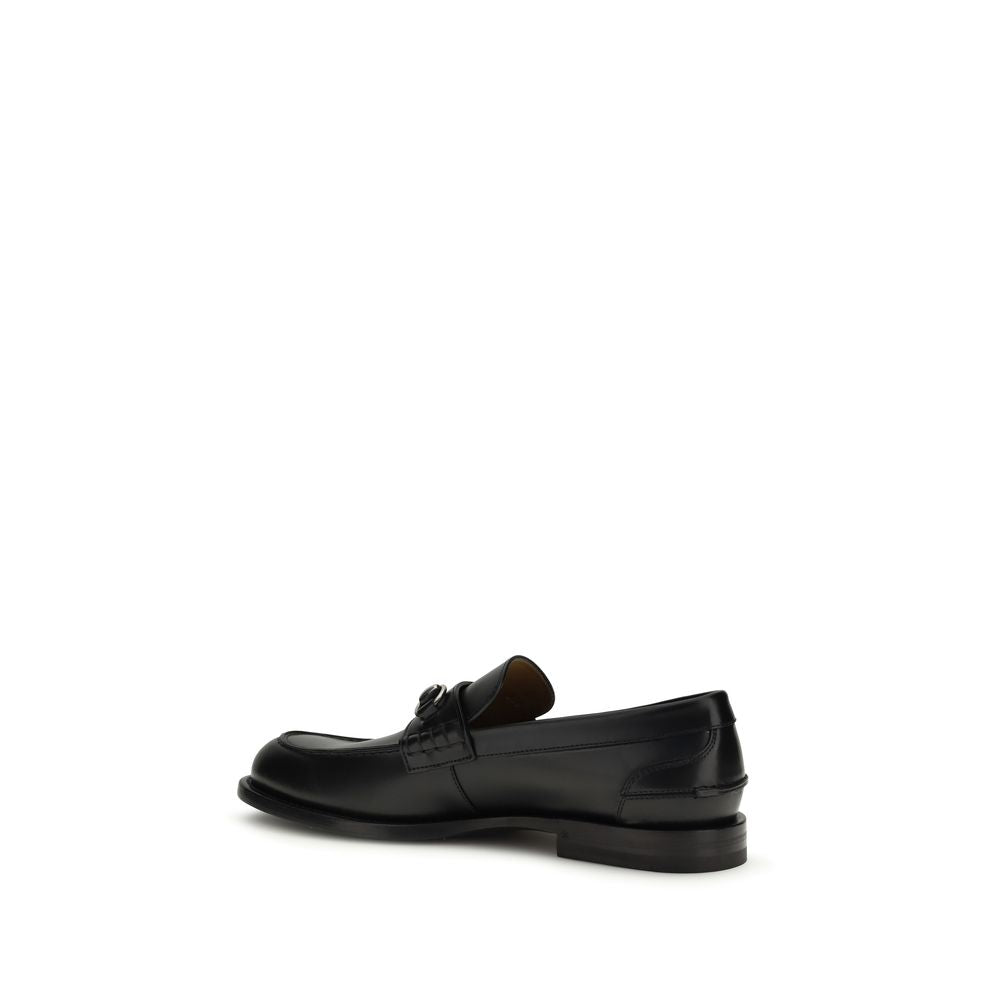 Gucci Black Calf Leather Bos Taurus Slip-On Loafers | Regal Royce