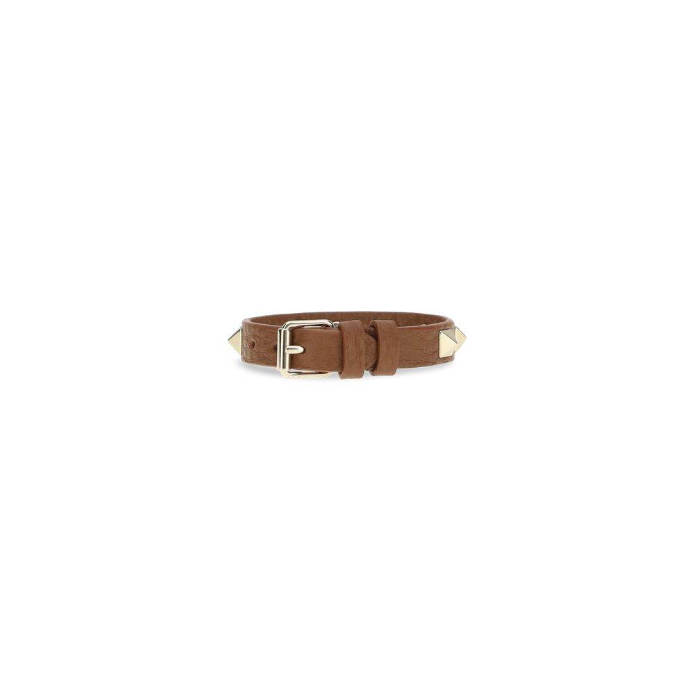 Valentino Garavani Brown Calf Leather Bos Taurus Bracelet | Regal Royce