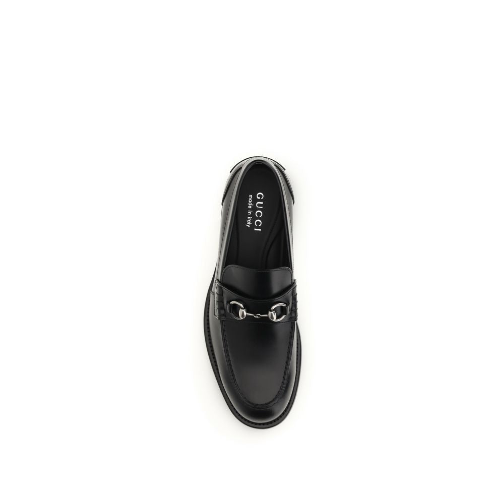 Gucci Black Calf Leather Bos Taurus Slip-On Loafers | Regal Royce