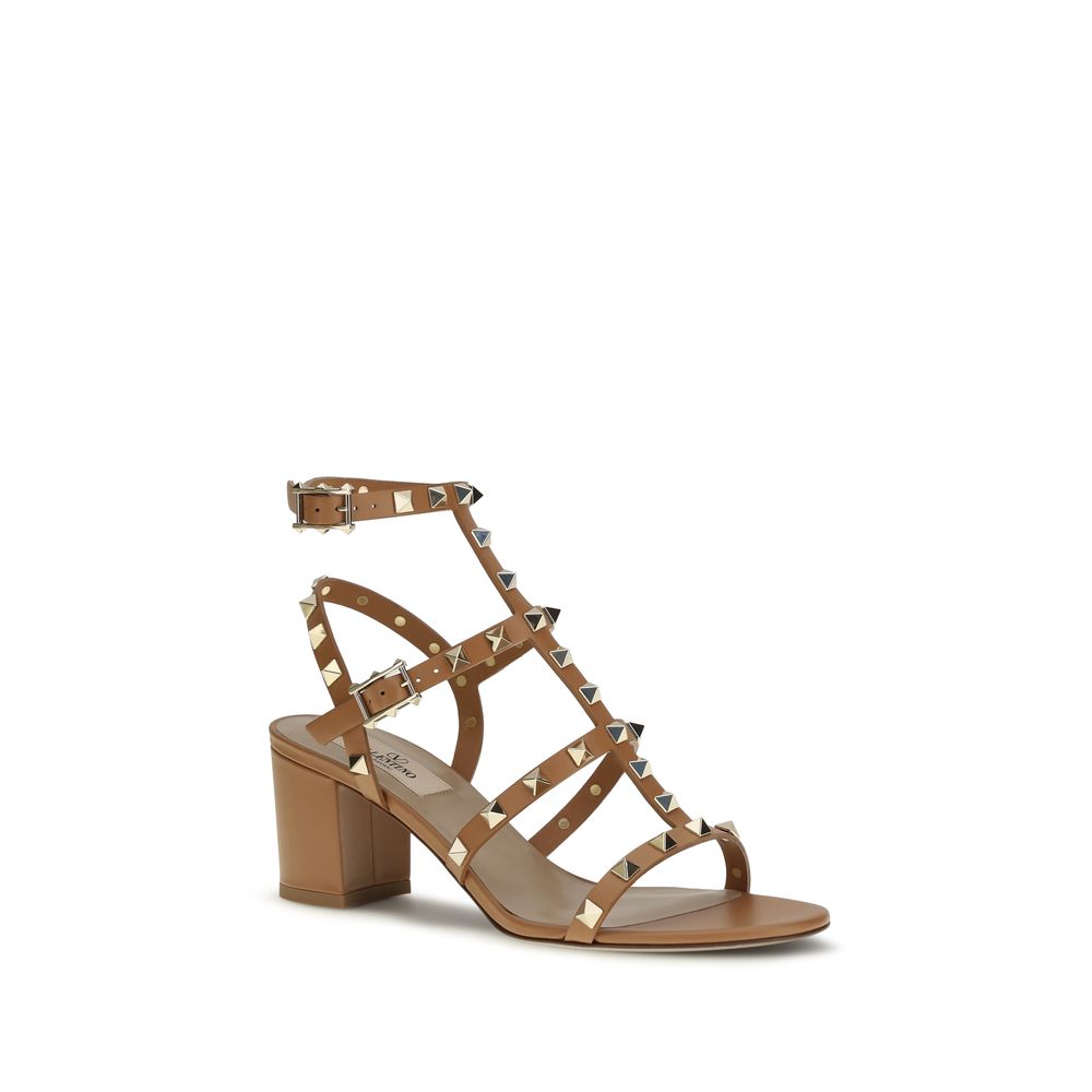 Valentino Garavani Beige Calf Leather Bos Taurus Strap-On Sandals | Regal Royce
