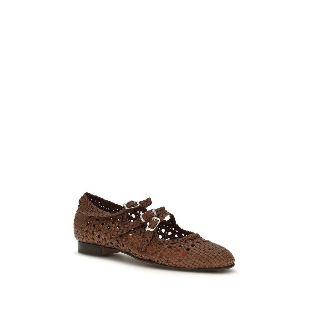 Carel Paris Brown Calf Leather Bos Taurus Ballet Flats | Regal Royce
