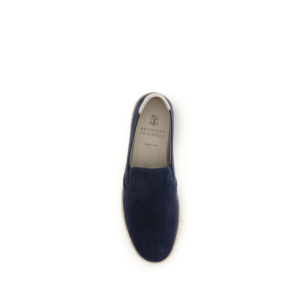 Brunello Cucinelli Blue Calf Leather Bos Taurus Espadrilles | Regal Royce