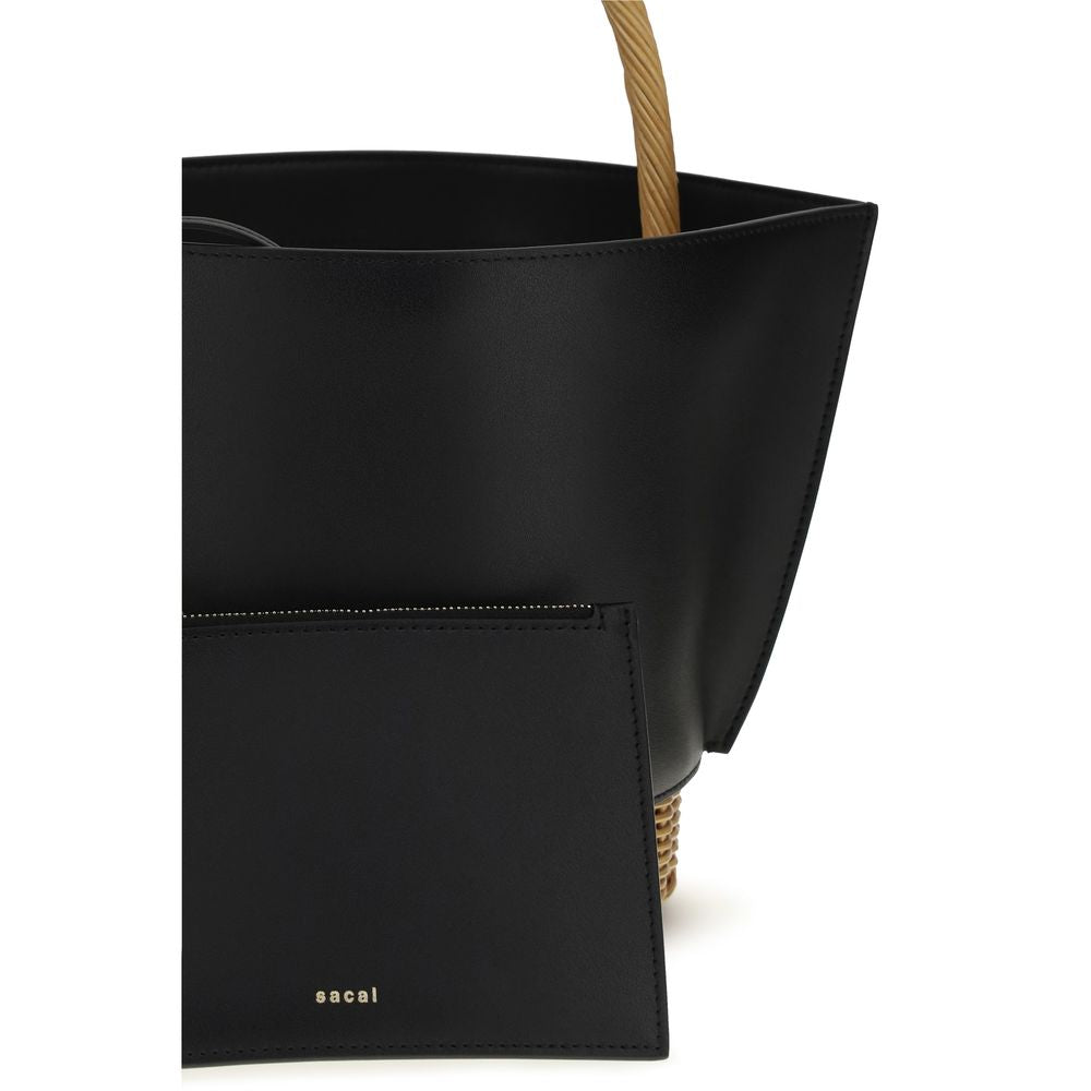 Sacai Black Calf Leather Bos Taurus Shoulder Bag | Regal Royce