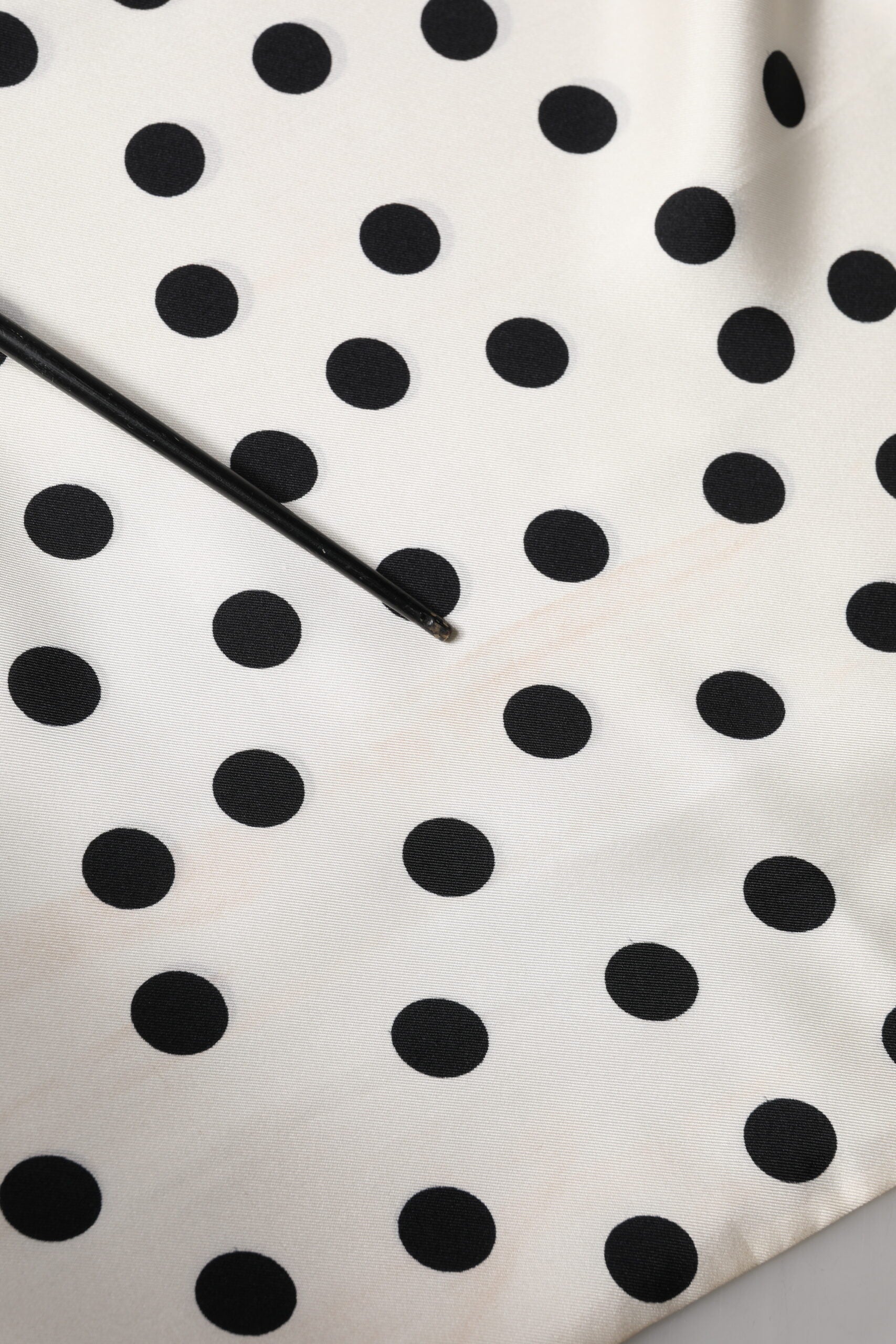 Dolce & Gabbana White Black Polka Dot Neck Wrap Foulard 165.5cmx32cm Scarf | Regal Royce