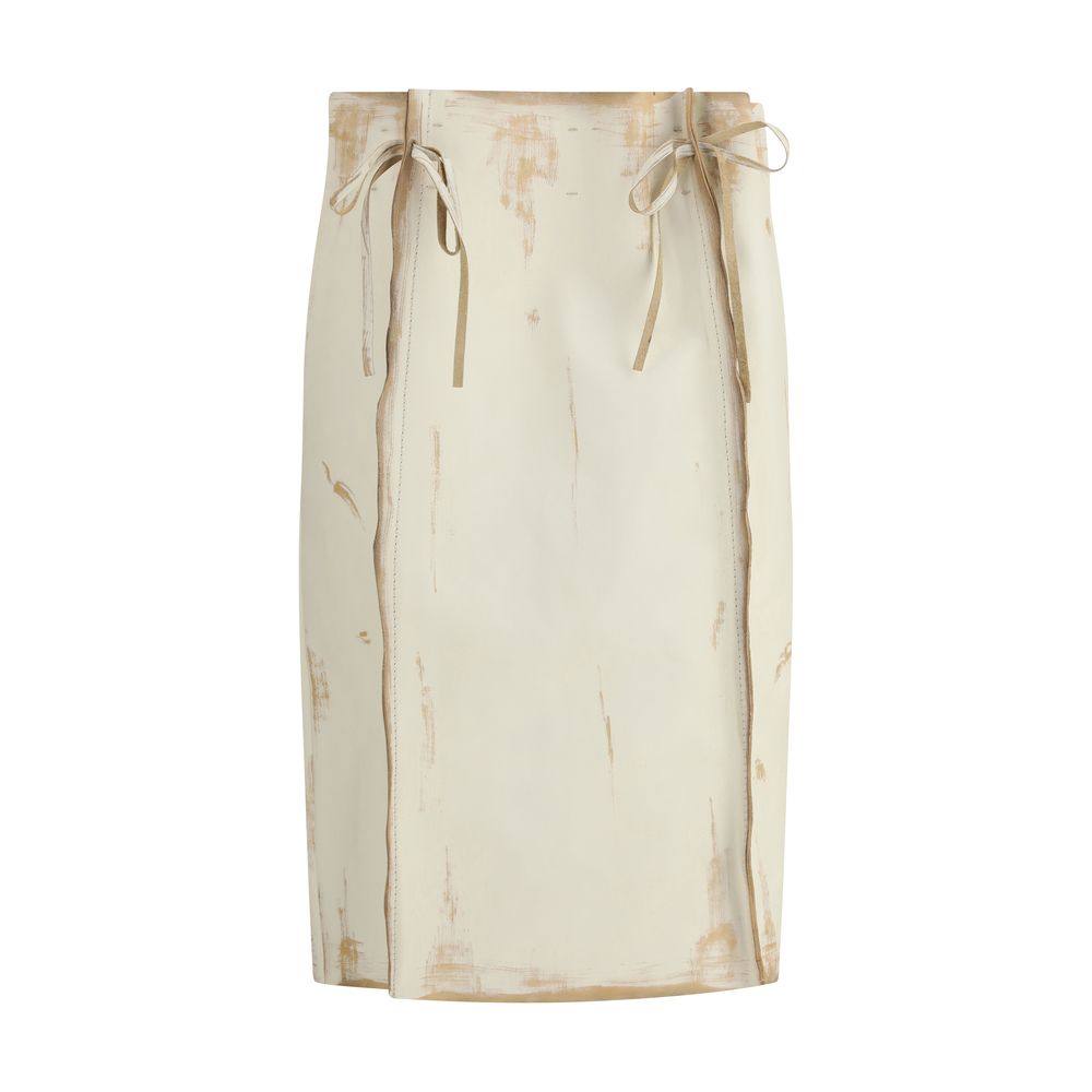 Prada White Leather Midi Skirt | Regal Royce