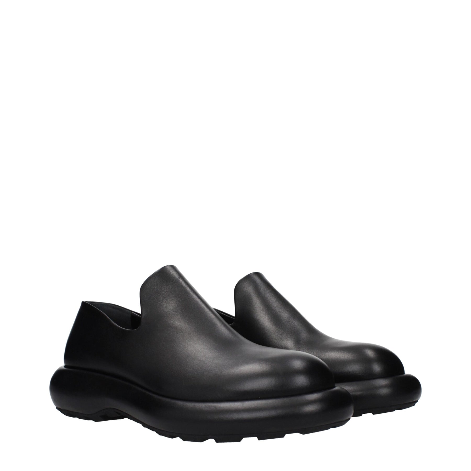 Jil Sander Black Leather Slip-On Loafers | Regal Royce