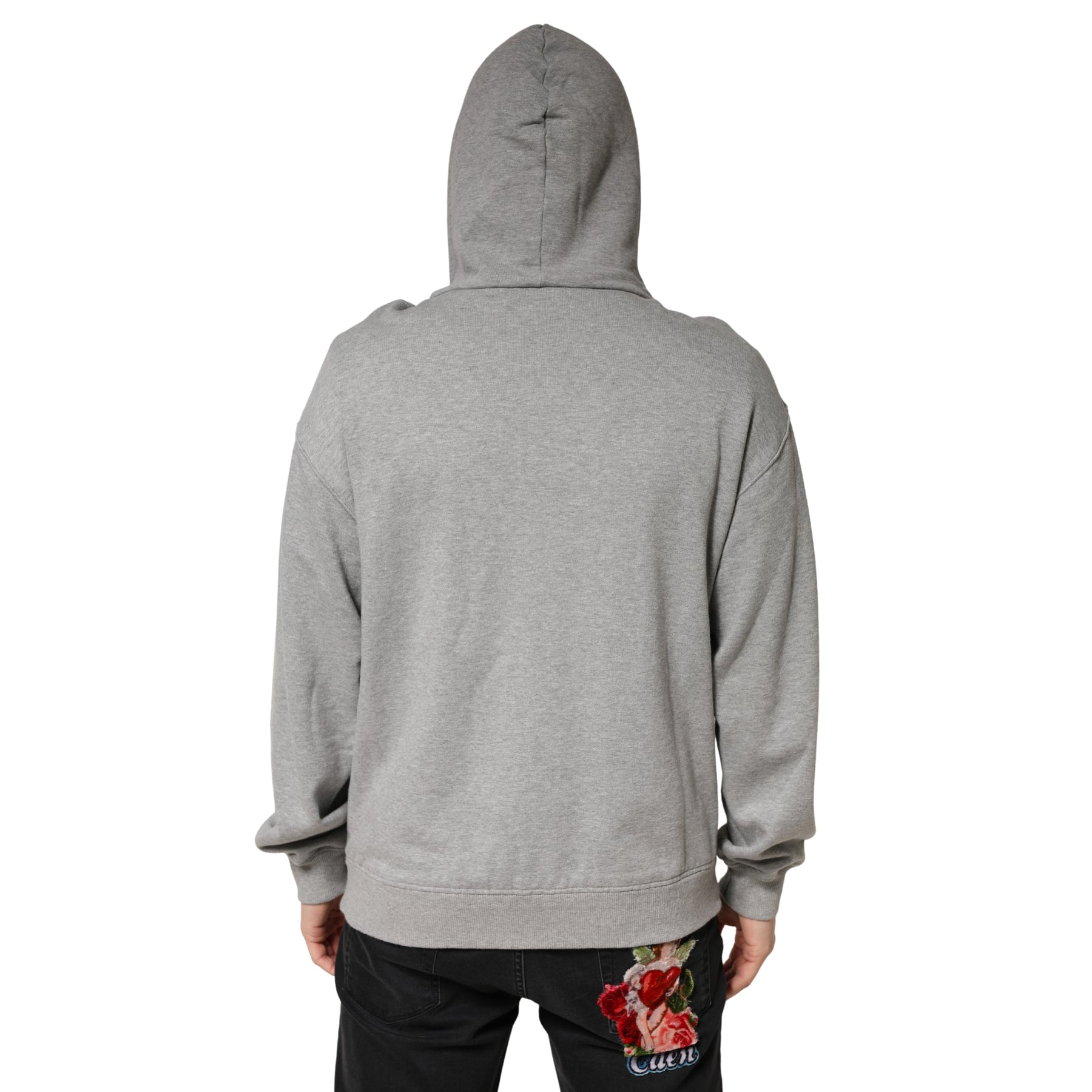 Dolce & Gabbana Gray Cotton Hooded Sweatshirt Sweater | Regal Royce