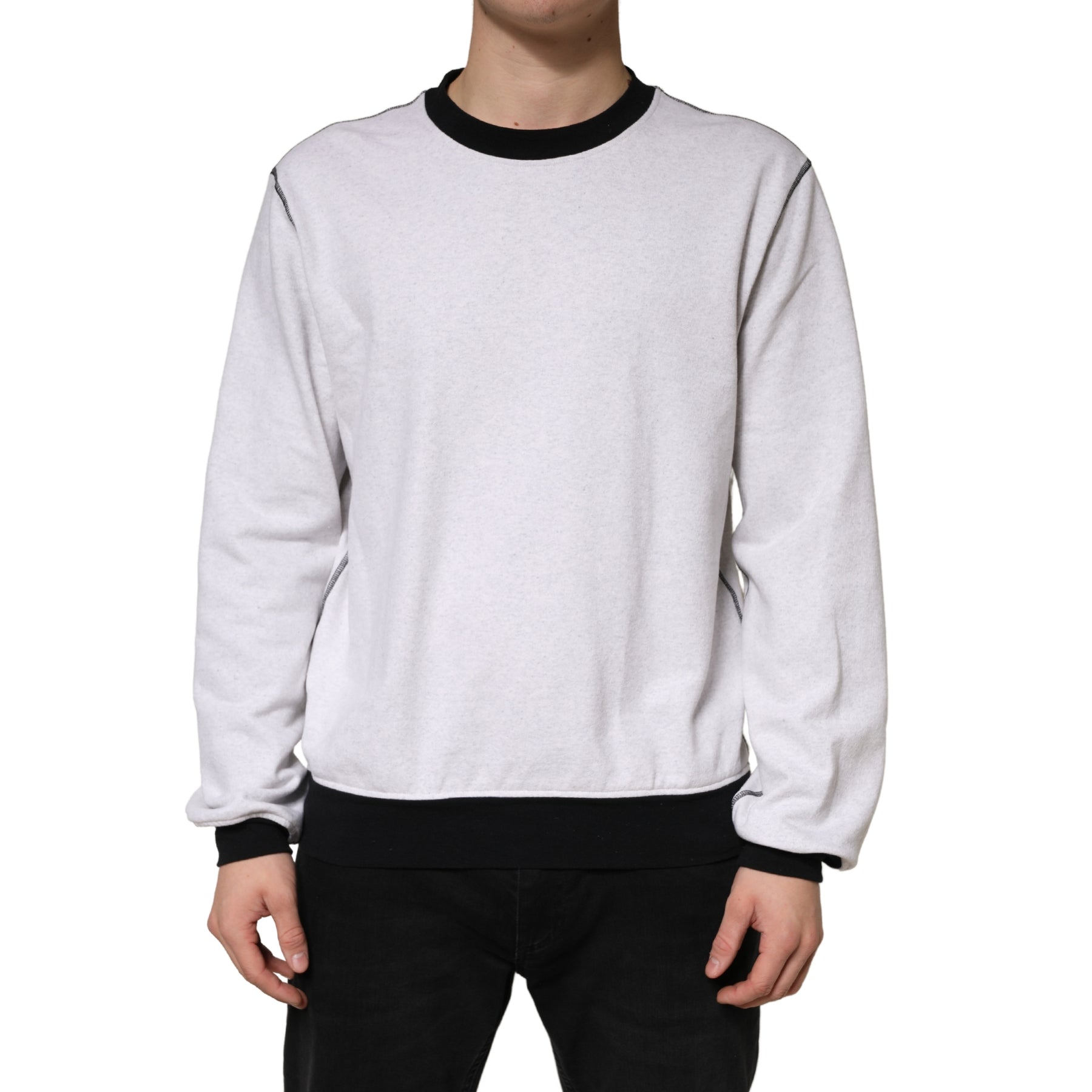Dolce & Gabbana Light Grey Cotton Crewneck Sweatshirt Sweater | Regal Royce