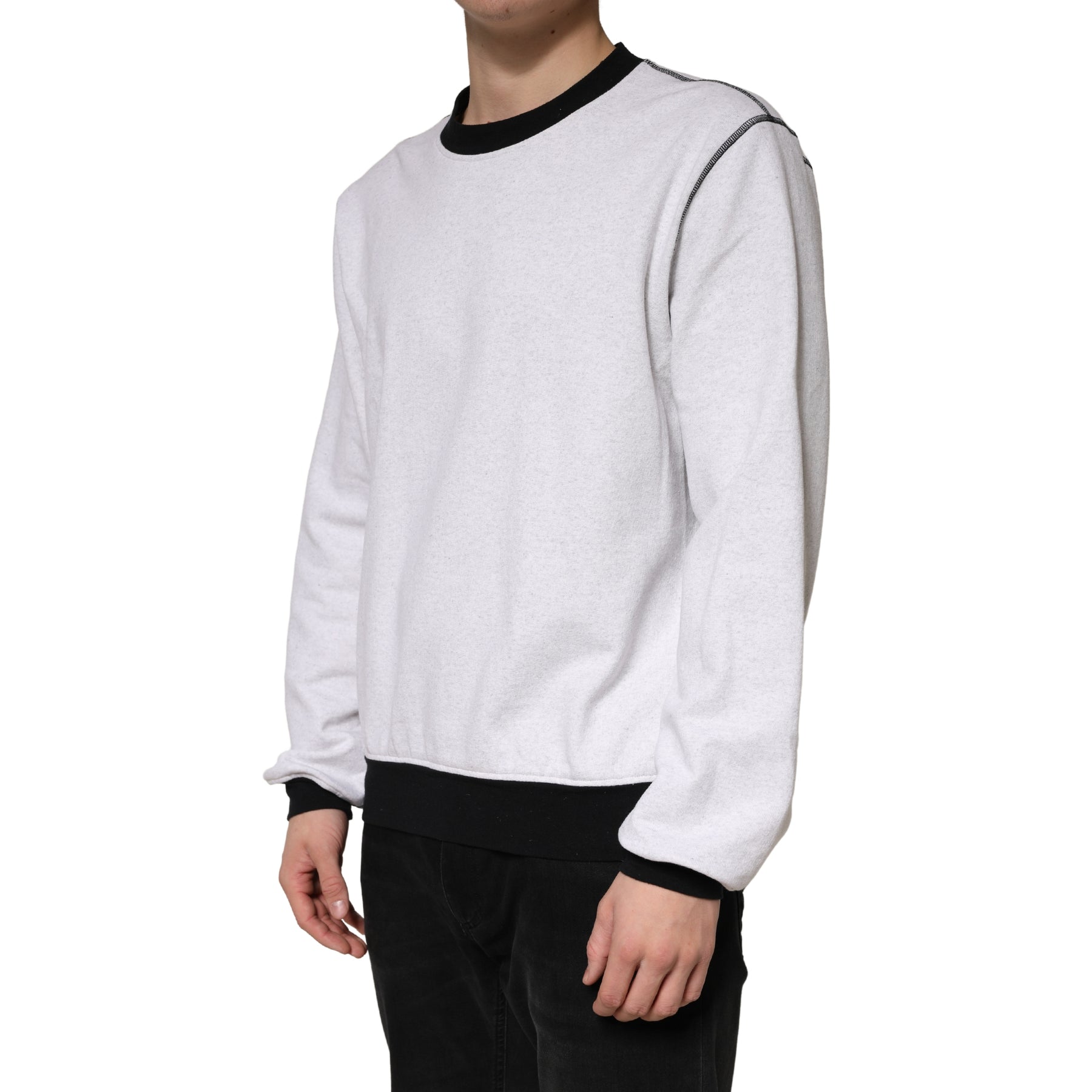 Dolce & Gabbana Light Grey Cotton Crewneck Sweatshirt Sweater | Regal Royce