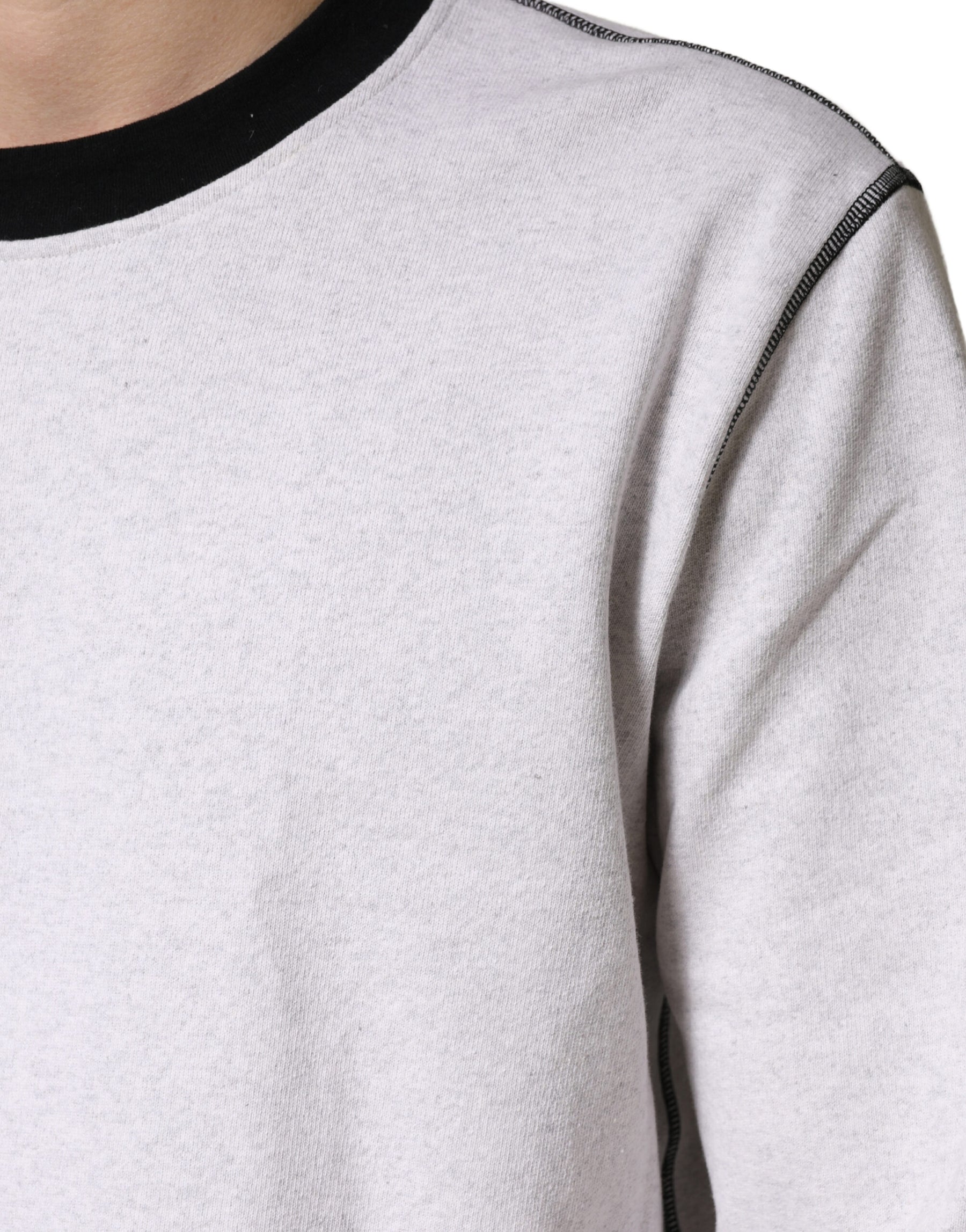 Dolce & Gabbana Light Grey Cotton Crewneck Sweatshirt Sweater | Regal Royce