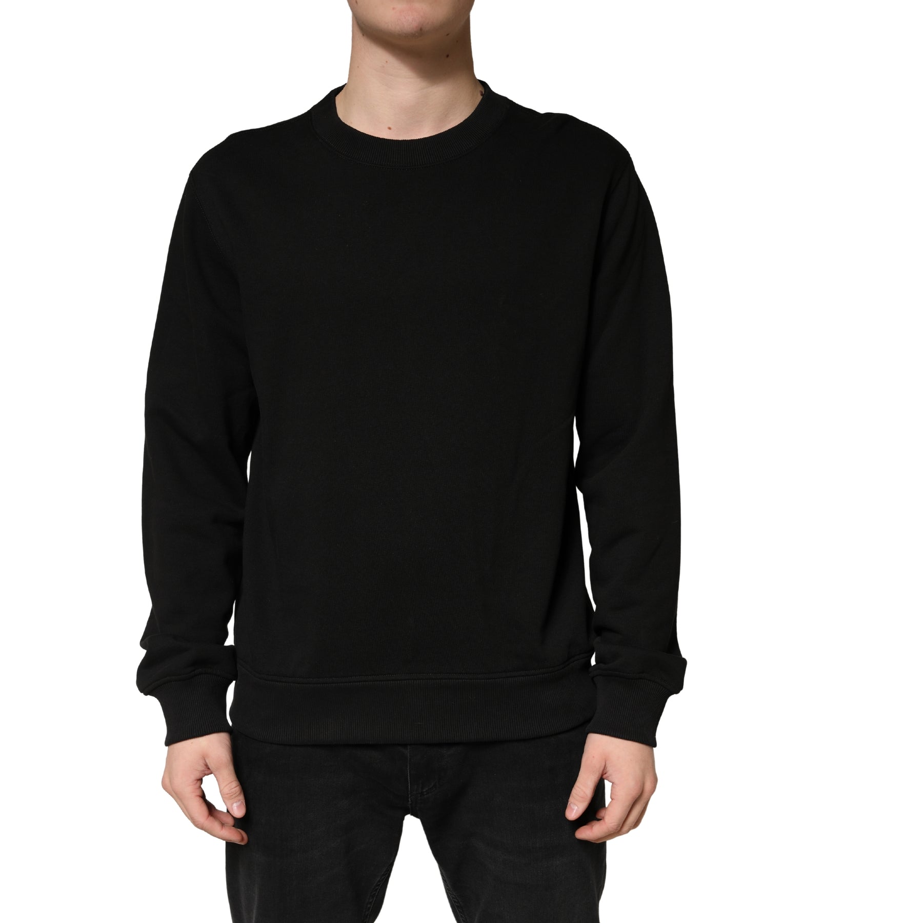 Dolce & Gabbana Sweater Black Cotton Crewneck Sweatshirt | Regal Royce