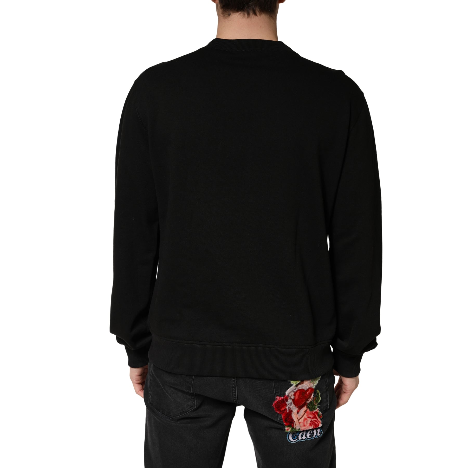 Dolce & Gabbana Sweater Black Cotton Crewneck Sweatshirt | Regal Royce