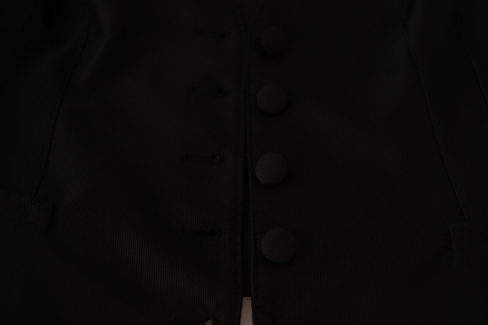 Dolce & Gabbana Solid Black Silk Sleeveless Waistcoat Vest Top | Regal Royce