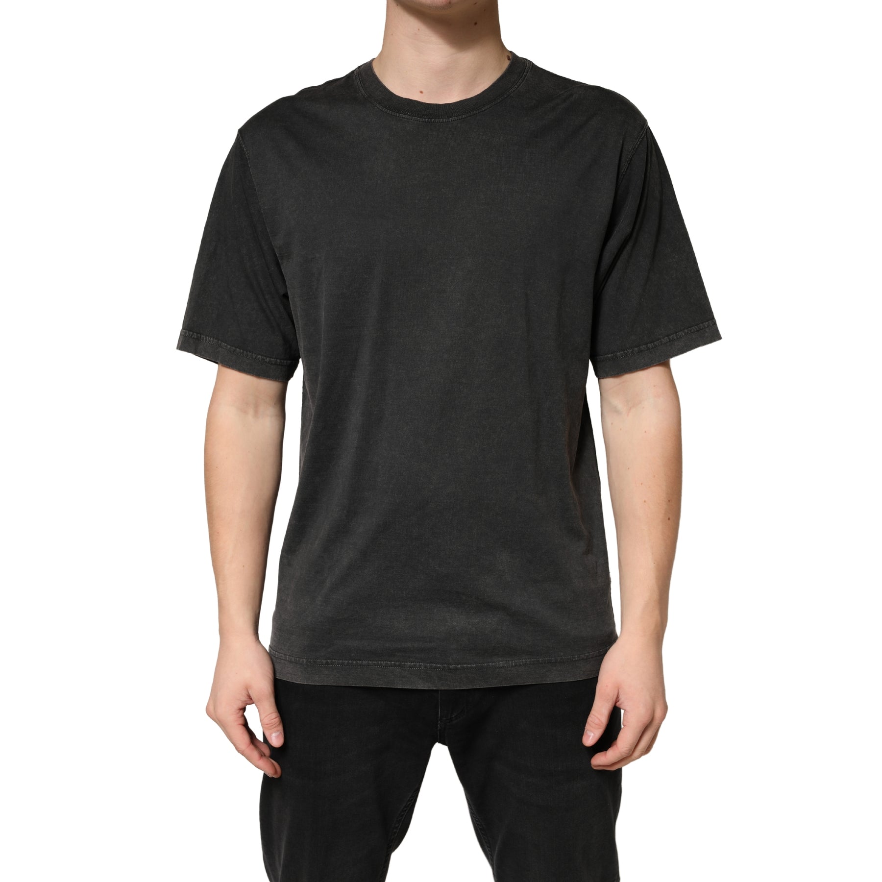 Dolce & Gabbana Black Cotton Crewneck Short Sleeve  T-Shirt | Regal Royce