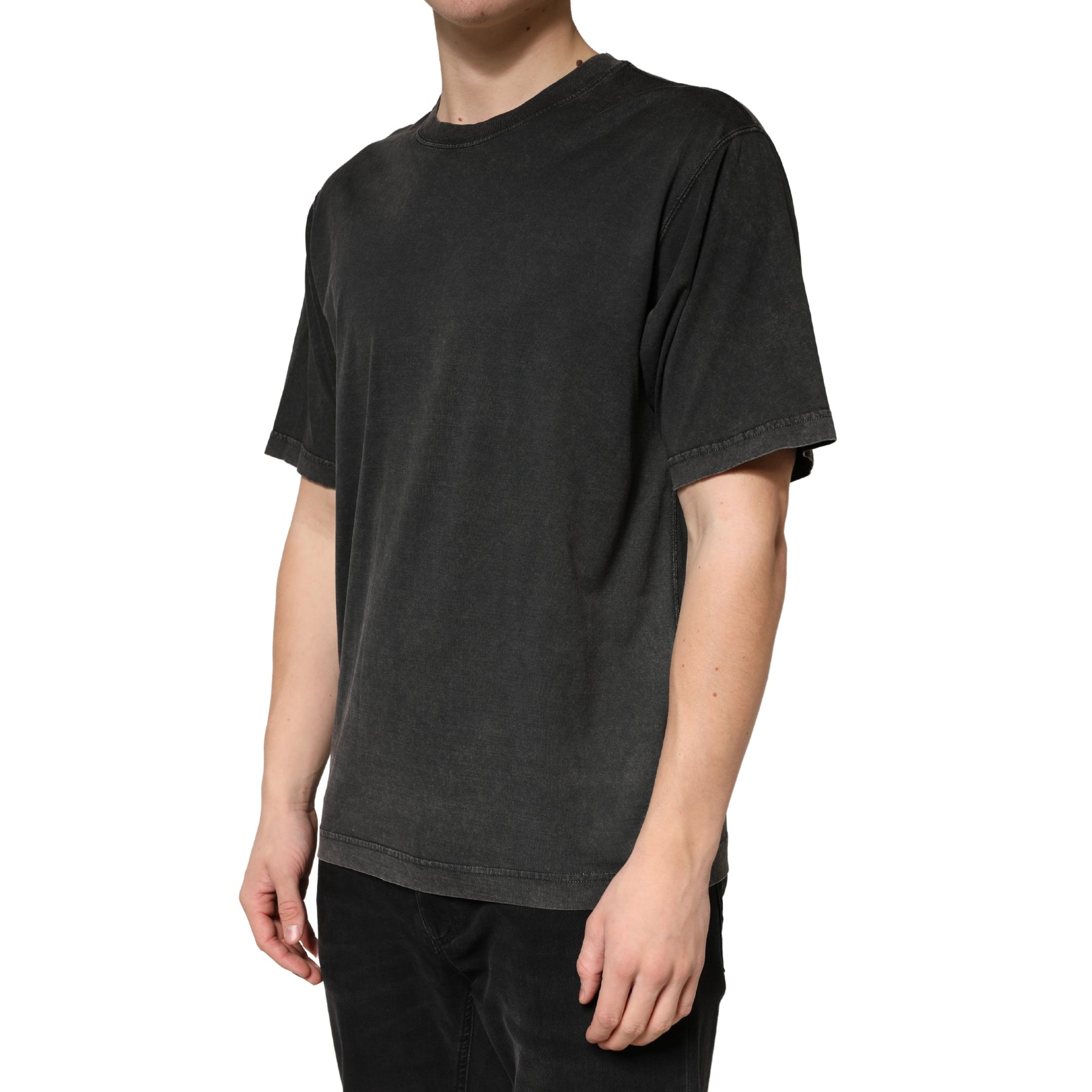 Dolce & Gabbana Black Cotton Crewneck Short Sleeve  T-Shirt | Regal Royce